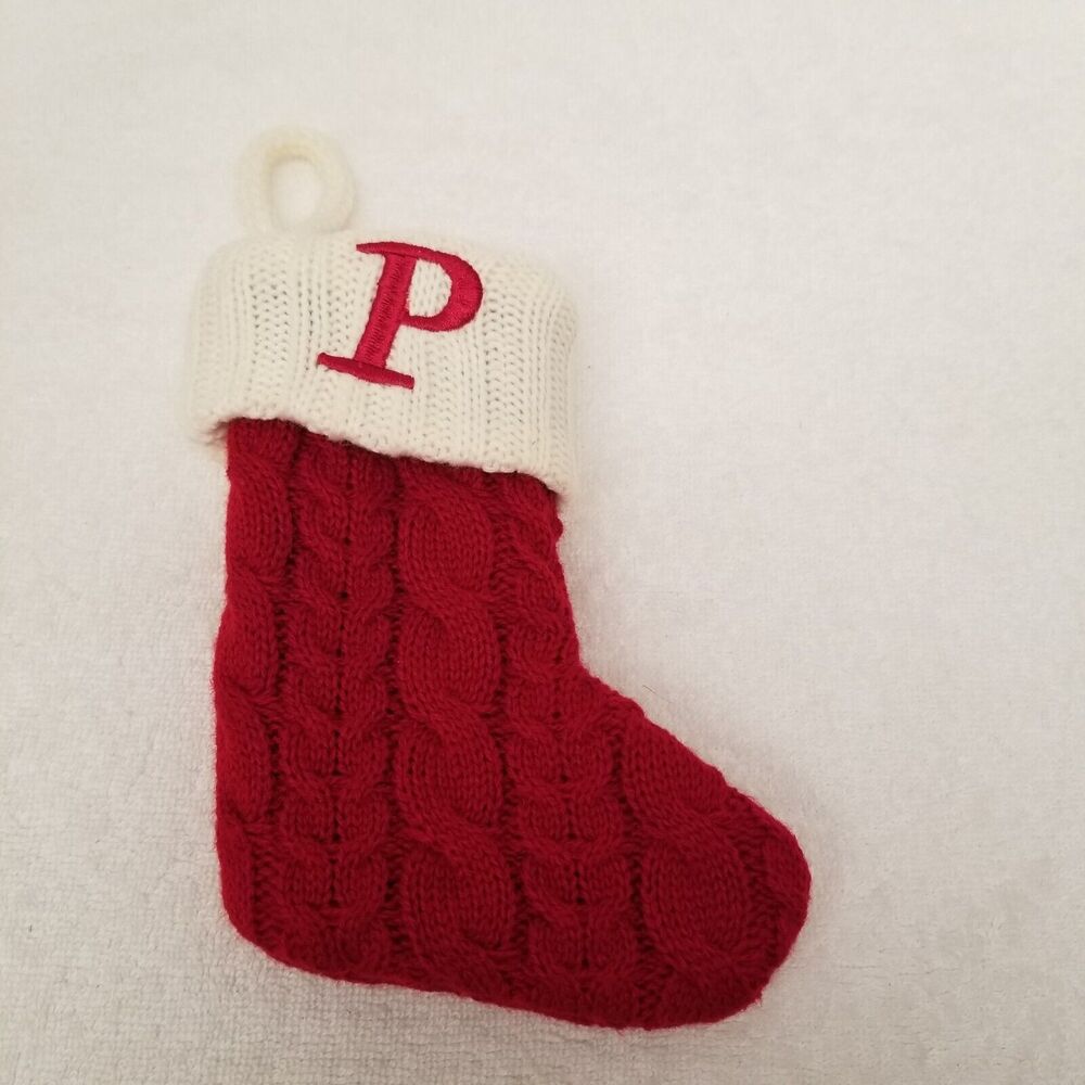 Baby Christmas stocking monogram P seven inches tall